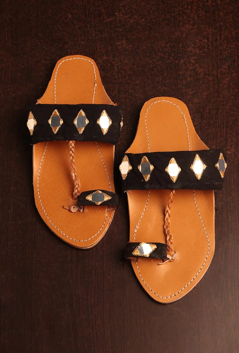 Rahmah Black Rabari Kolhapuri Chappal