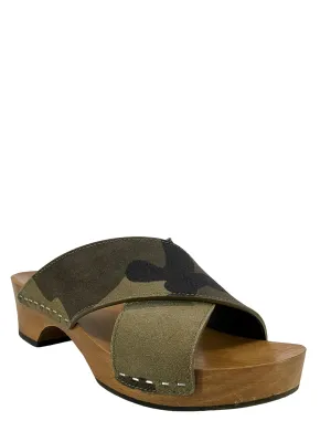 Saint Laurent Signature Camo Suede Clogs Size 6.5