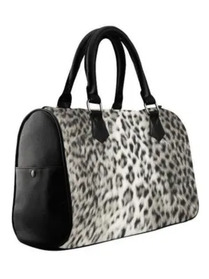 Snow Leopard Barrel Type Handbag