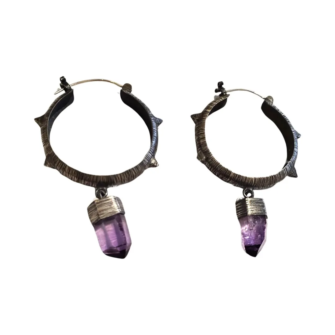 Spiked Amethyst Earring