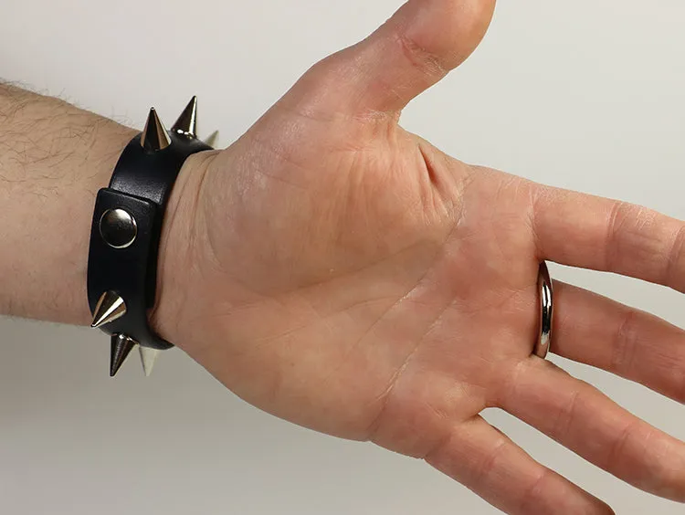 Spiked Bracelet with Finger Strap and Metal O-ring