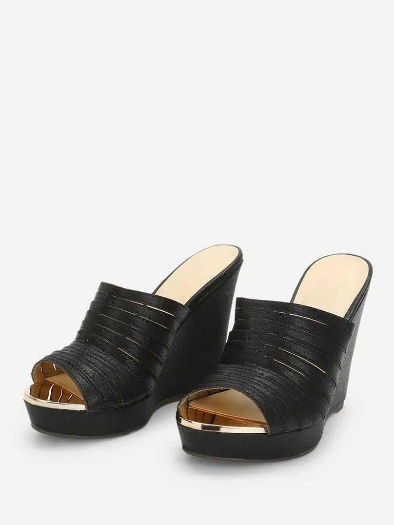 Strappy Platform Wedge Mules