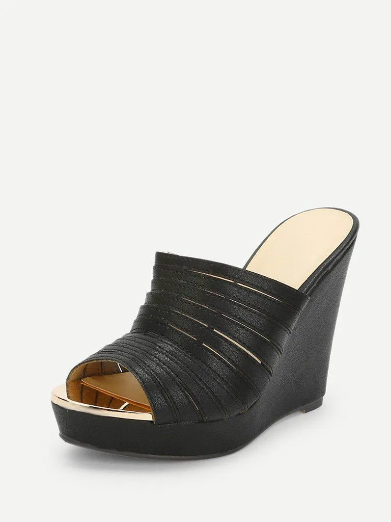 Strappy Platform Wedge Mules