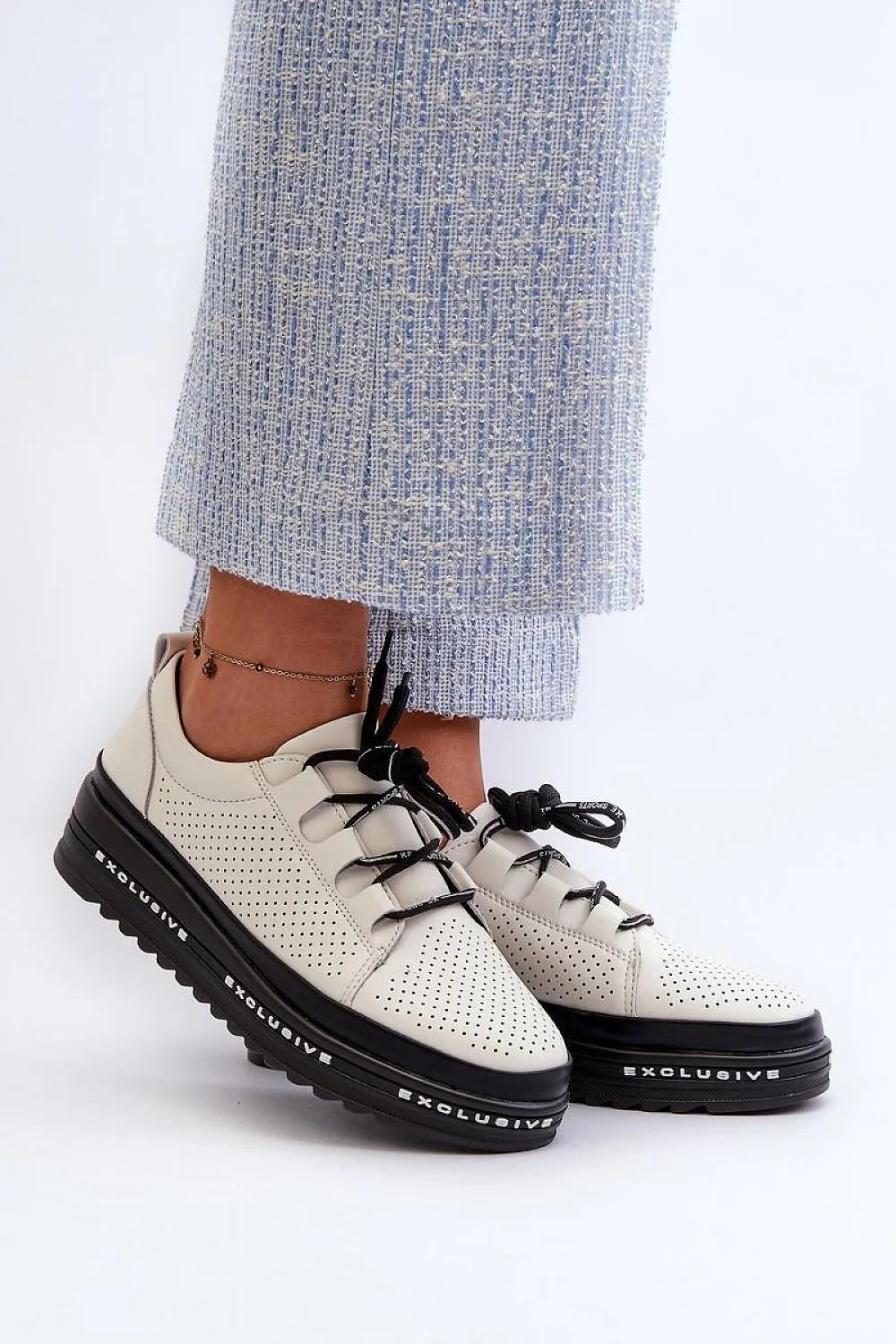 TEEK - Exclusive Pinhole Low Platform Womens Shoes