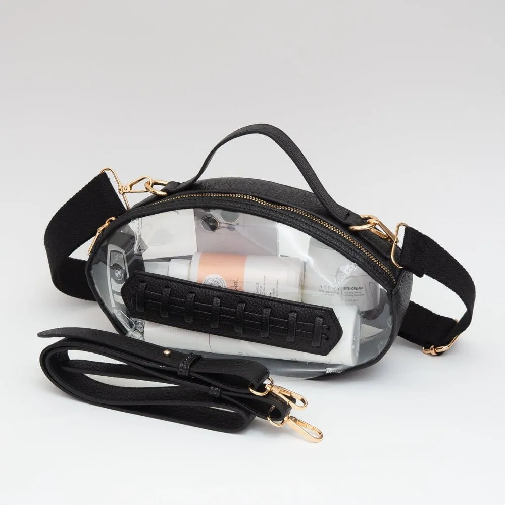 TG10695 Clear Gameday Football Stitch Detail Crossbody Bag