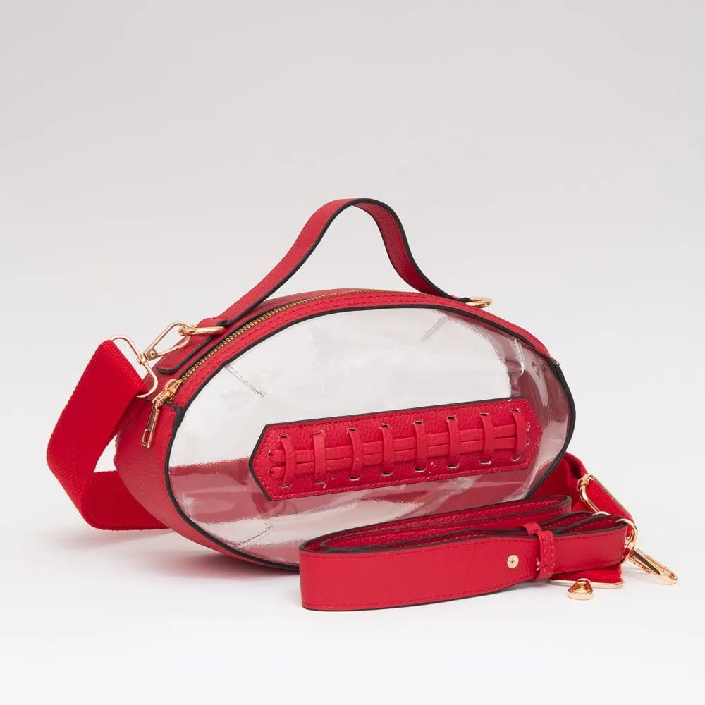 TG10695 Clear Gameday Football Stitch Detail Crossbody Bag