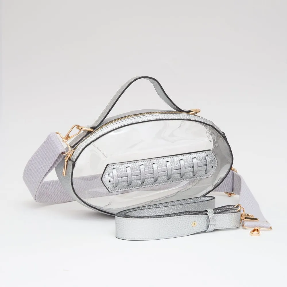 TG10695 Clear Gameday Football Stitch Detail Crossbody Bag