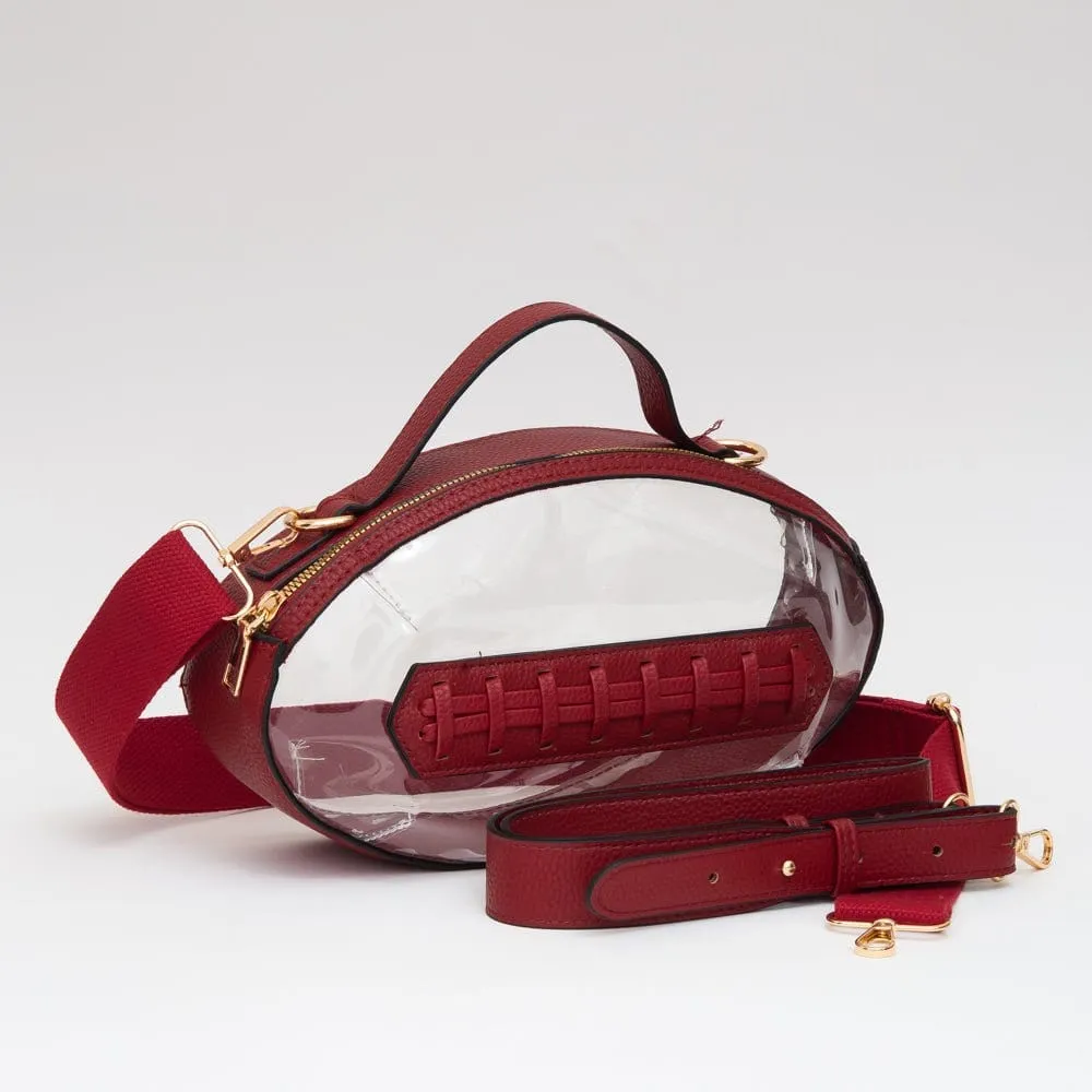 TG10695 Clear Gameday Football Stitch Detail Crossbody Bag