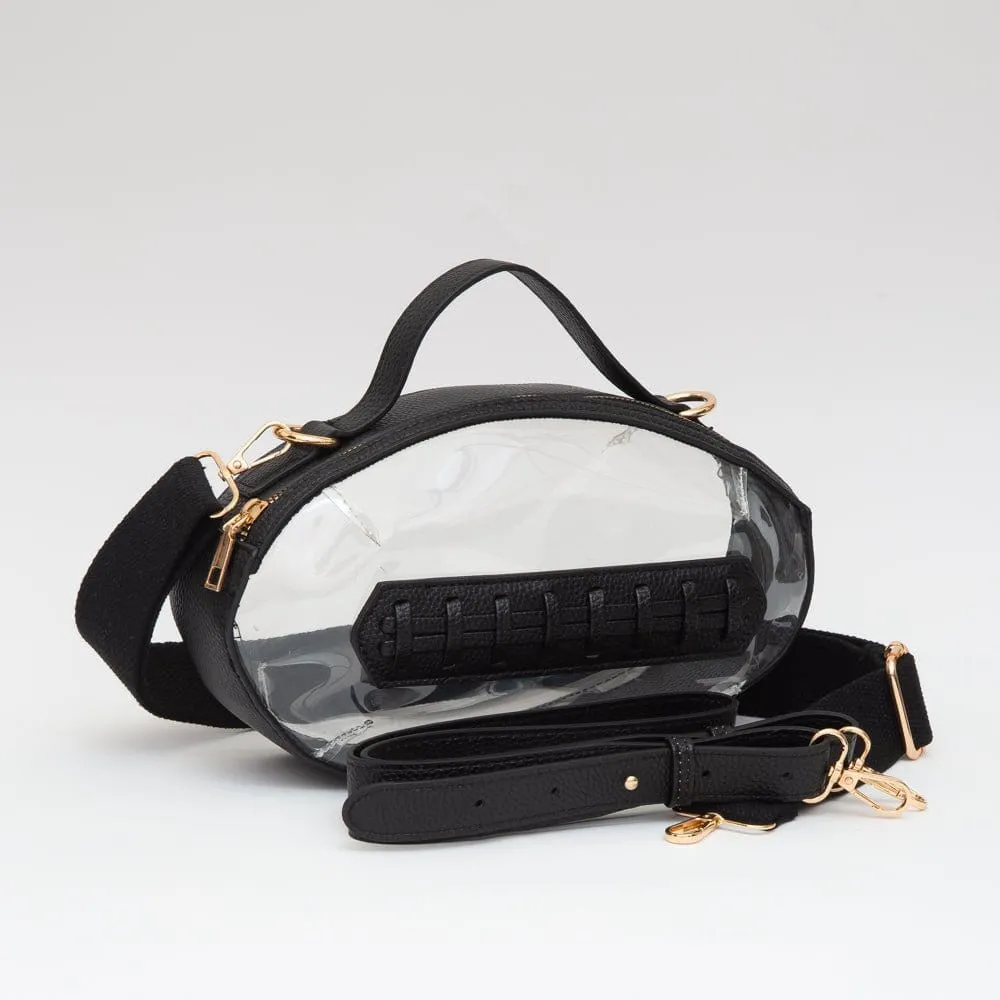 TG10695 Clear Gameday Football Stitch Detail Crossbody Bag