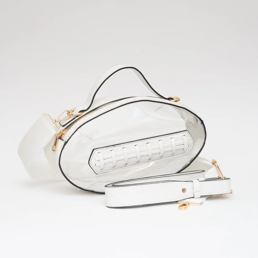 TG10695 Clear Gameday Football Stitch Detail Crossbody Bag