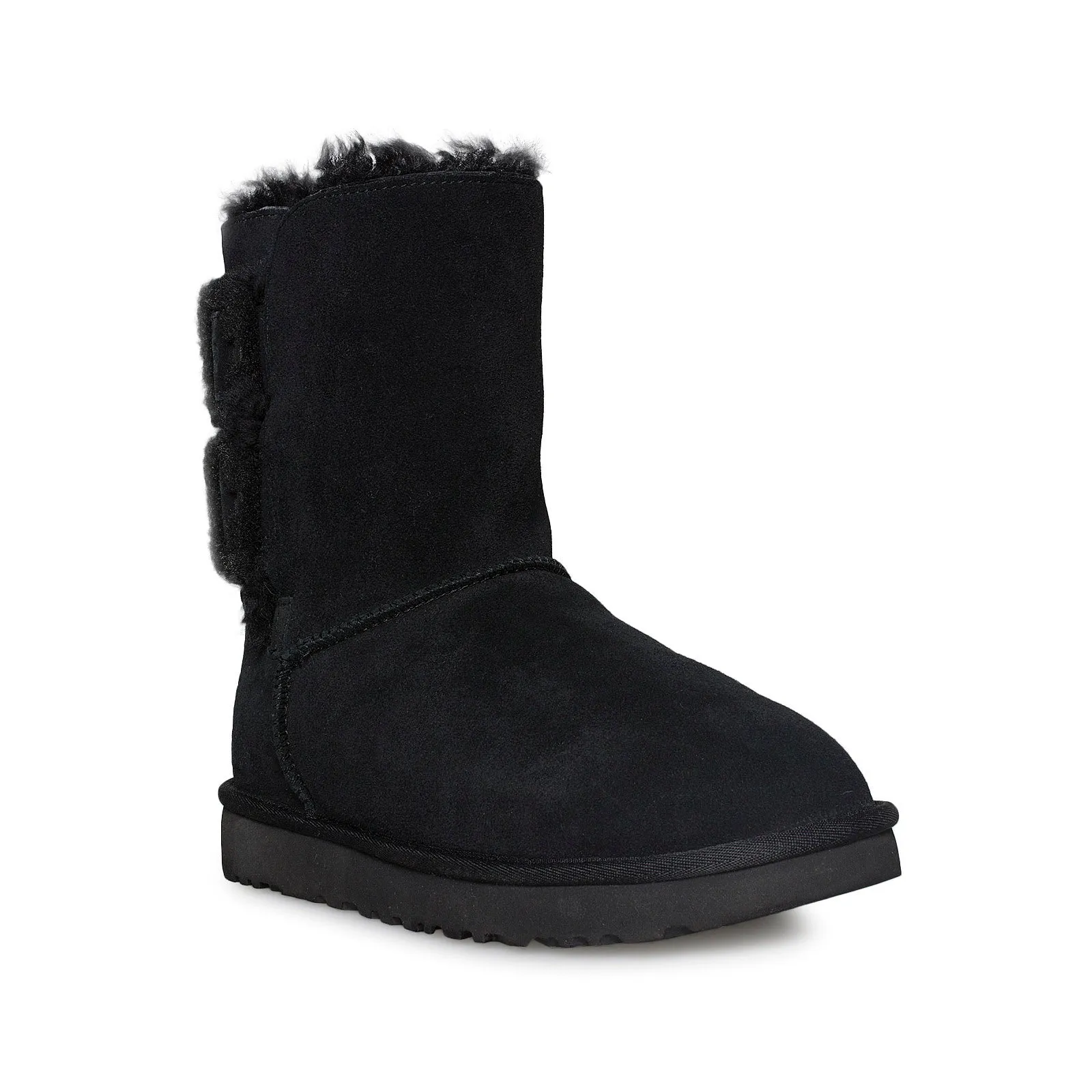 UGG Bailey Fluff Buckle Black Boots - Women's