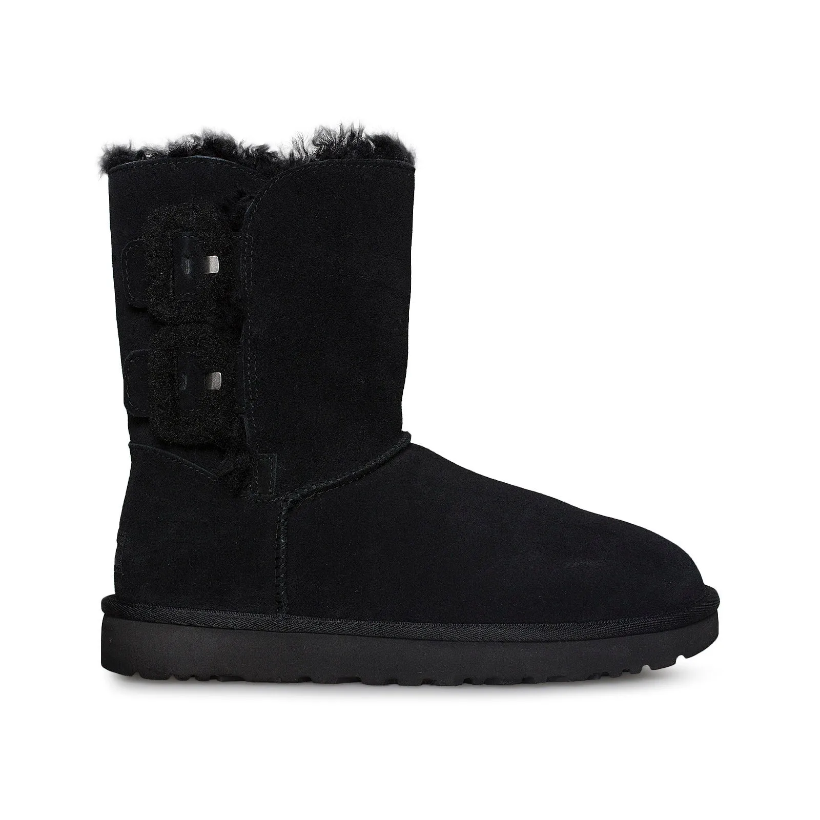 UGG Bailey Fluff Buckle Black Boots - Women's