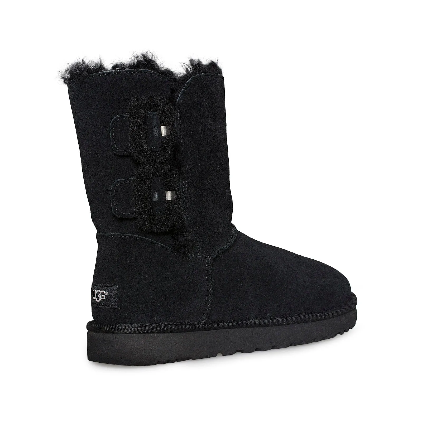 UGG Bailey Fluff Buckle Black Boots - Women's