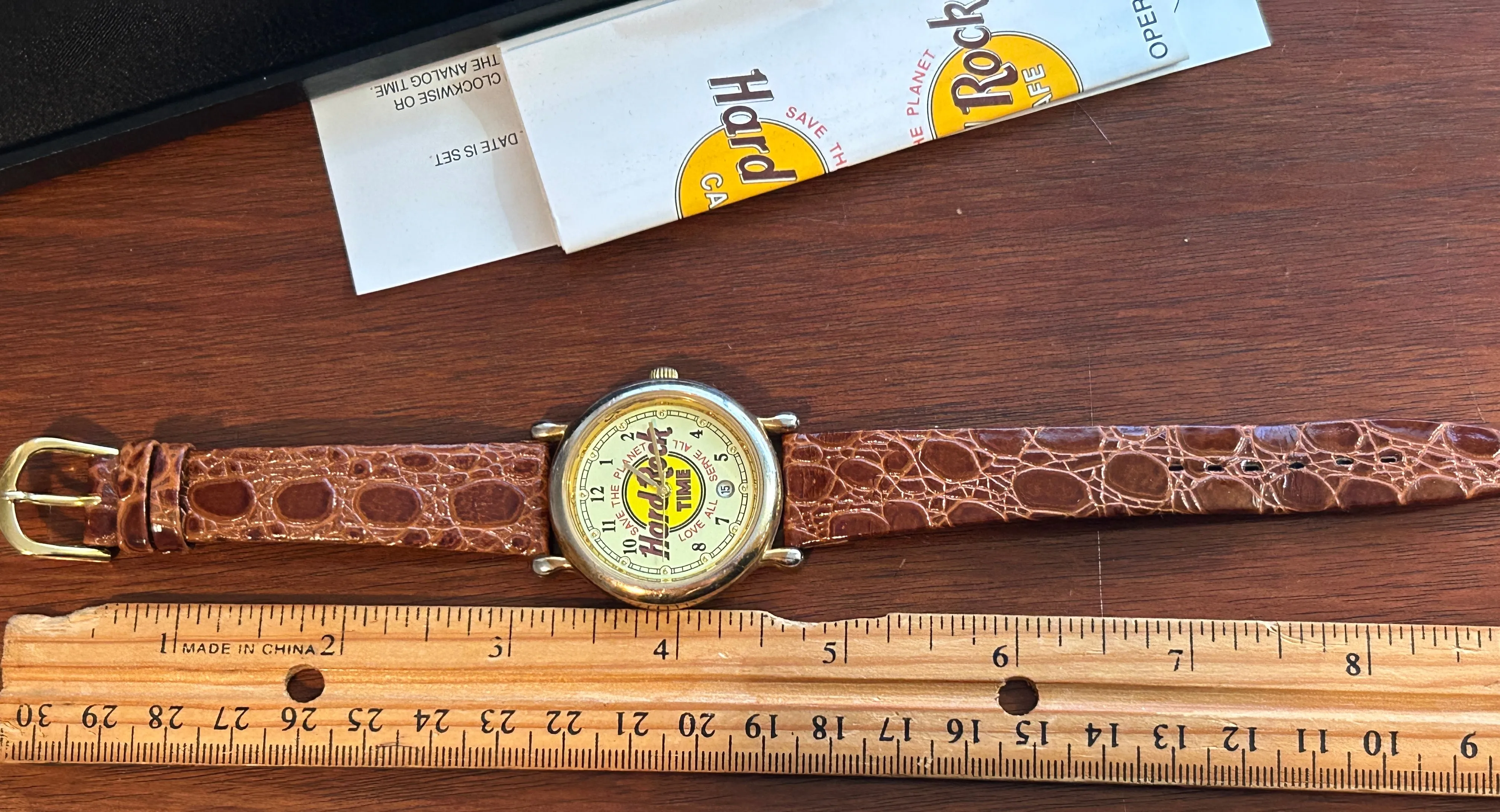 Vintage Hard Rock Cafe Date Watch 36mm Case Brown Straps Love All w BOX