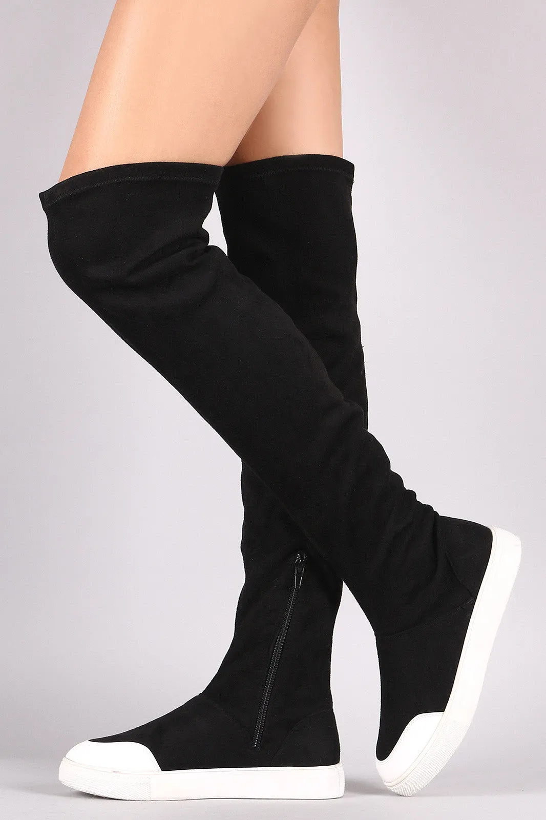 Wild Diva Lounge Suede Over-The-Knee Sneaker Boots