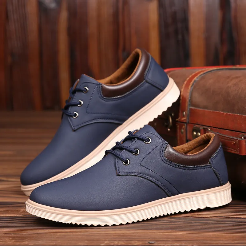 Work waterproof and non-slip big head leather shoes men's tooling shoes casual shoes Korean men's shoes spring tide shoes a generation.