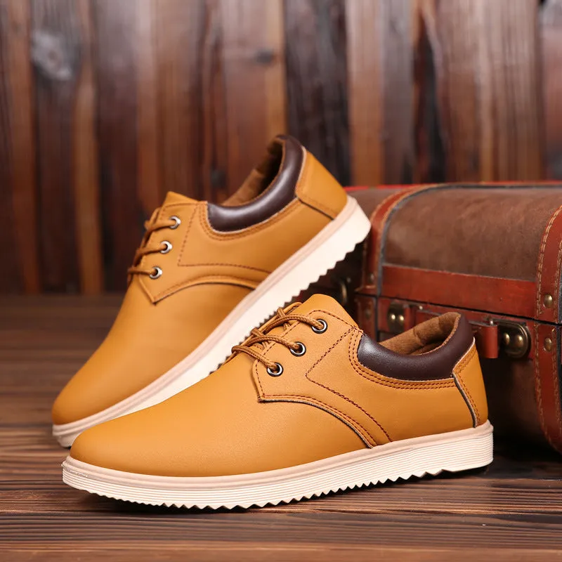 Work waterproof and non-slip big head leather shoes men's tooling shoes casual shoes Korean men's shoes spring tide shoes a generation.