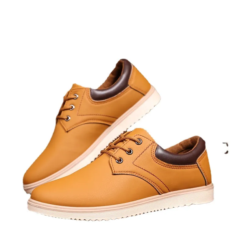 Work waterproof and non-slip big head leather shoes men's tooling shoes casual shoes Korean men's shoes spring tide shoes a generation.